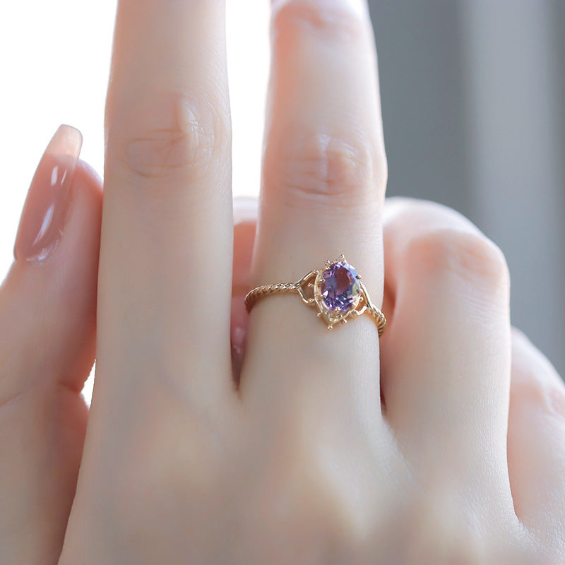 Luxury Natural Amethyst Lace Ring