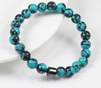 8mm Beaded Agate Haematite Stretch Couple Women and Men Bracelet