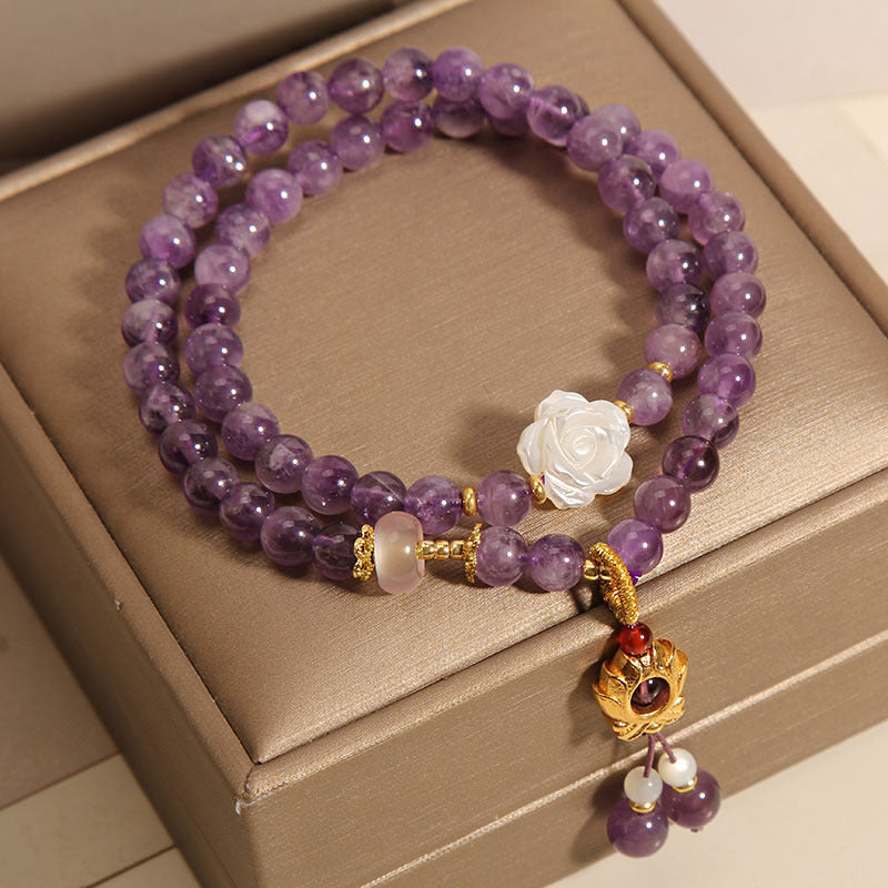 Natural Amethyst Lotus Multi-layer Bracelet Women