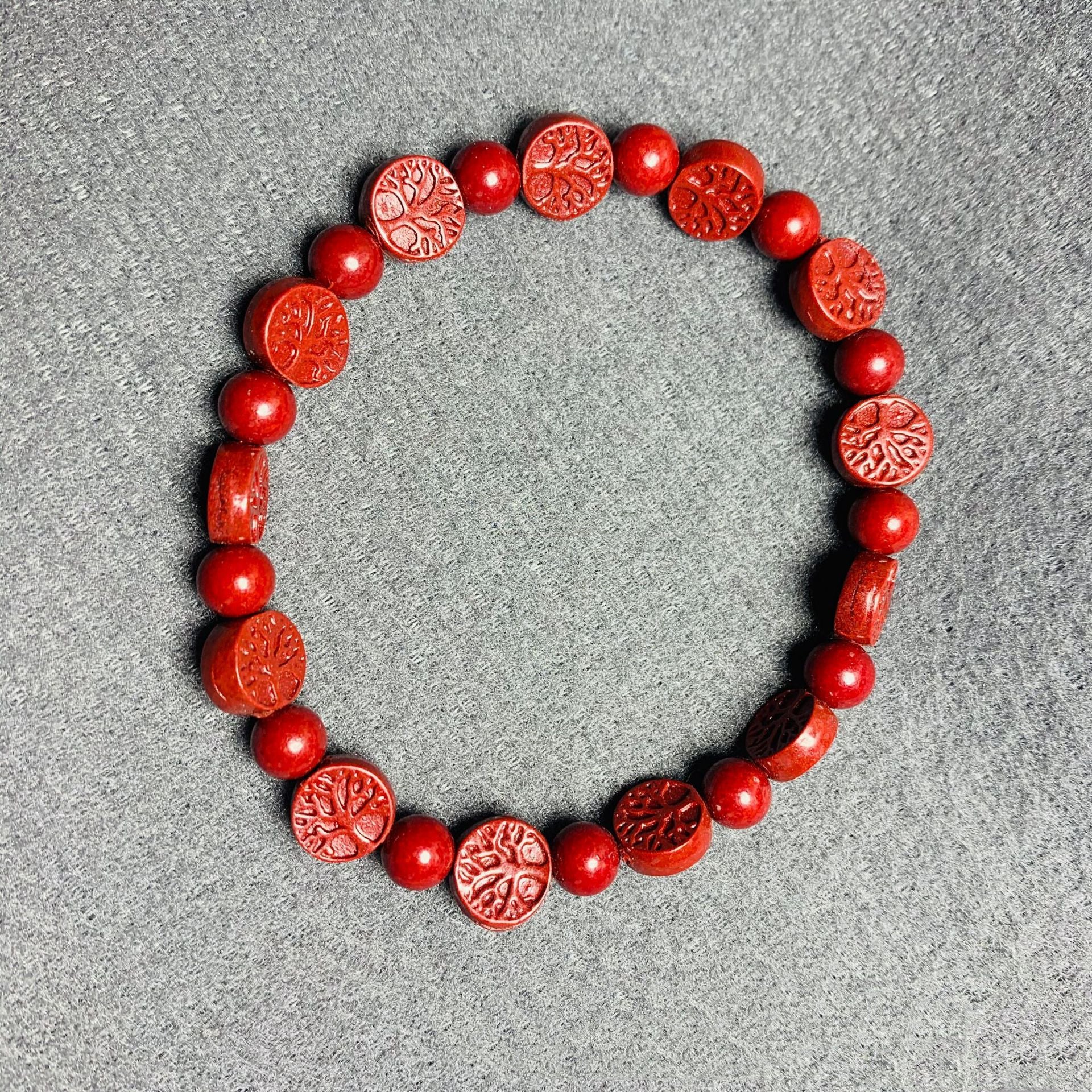 Cinnabar 108 Head Buddha Lotus Bracelet