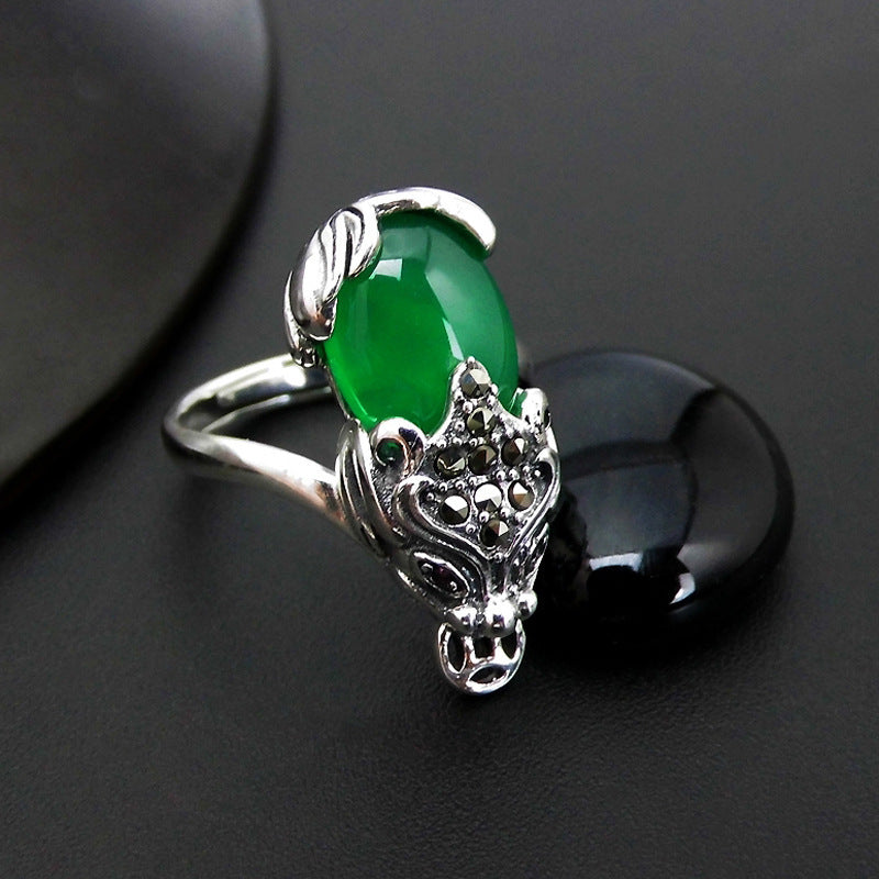 S925 Thai Silver Jewelry Red Pomegranate Agate Brave Personality Women Ring