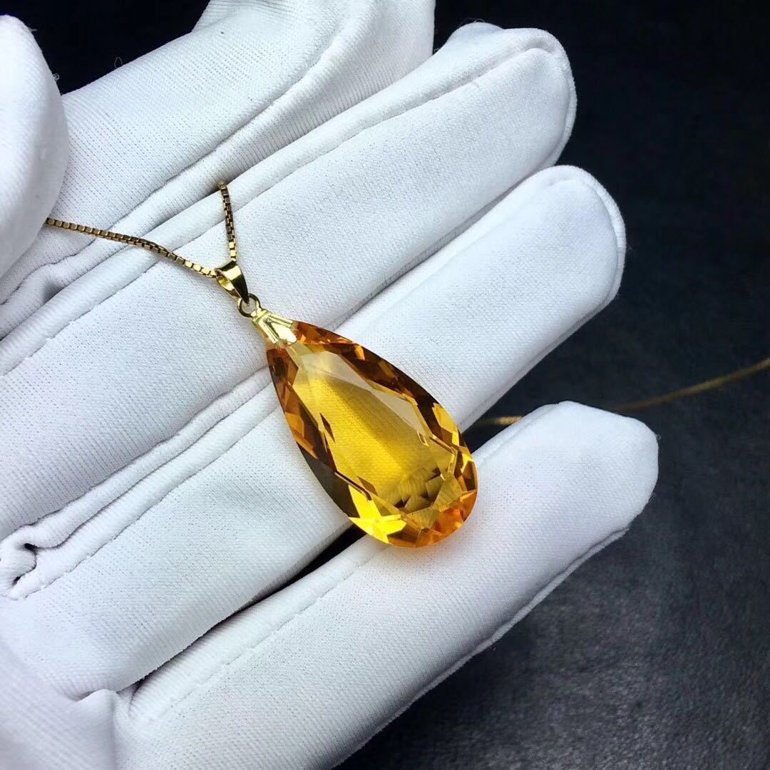 Fashion Drop Gold Inlaid Citrine Pendant