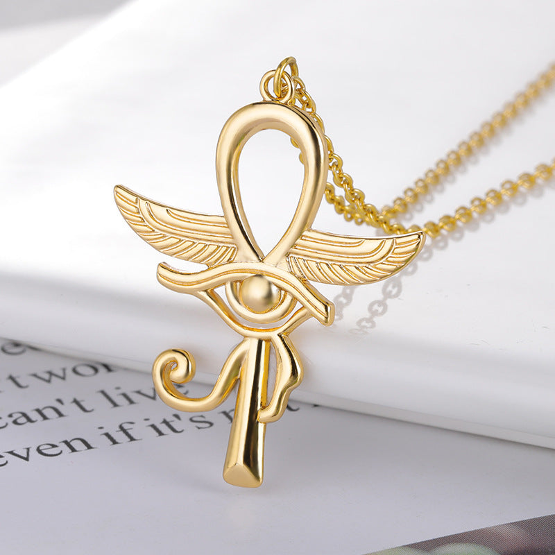 Angel Wings Cross Eye Of Horus Necklace