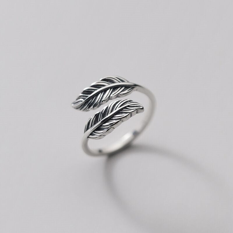 Vintage Thai Silver Feather women Ring