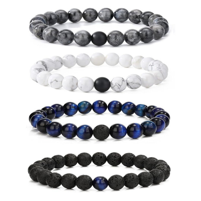 Volcanic Rock Bracelet Ornament Fashion Simple Tigereye Blue Gold Agate Bracelet Suit