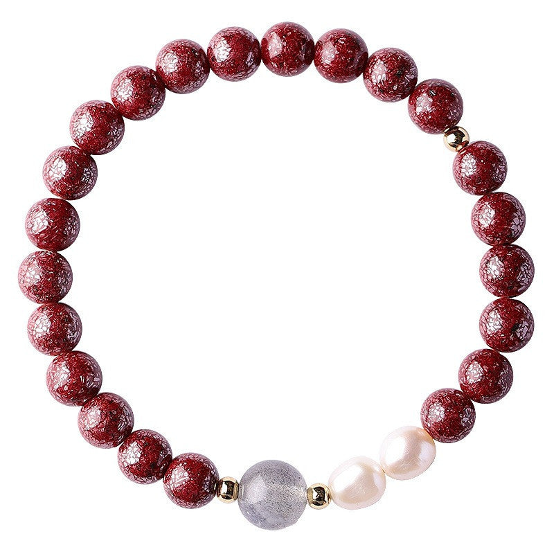 Vermillion Pearl Moonstone Couple Simple Women Bracelet