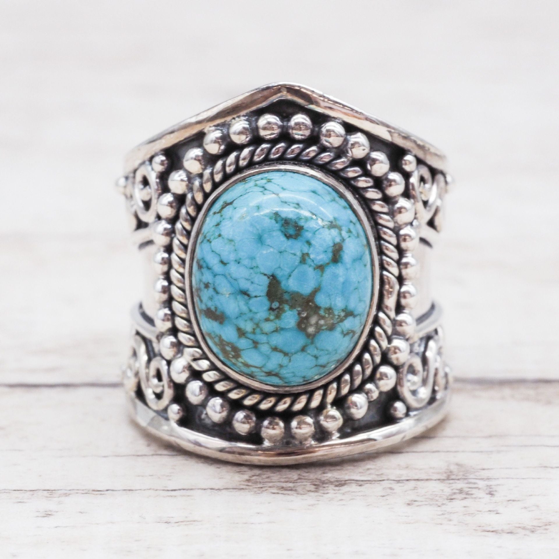 Women's Vintage Thai Silver Moonstone Black Onyx Ring