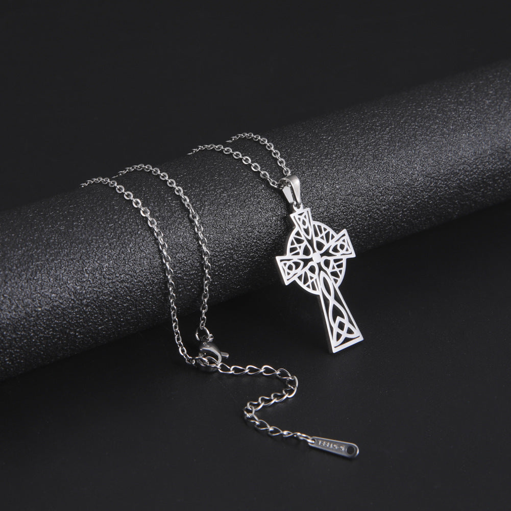 Middle Ring Cross Pendant Necklace For Men