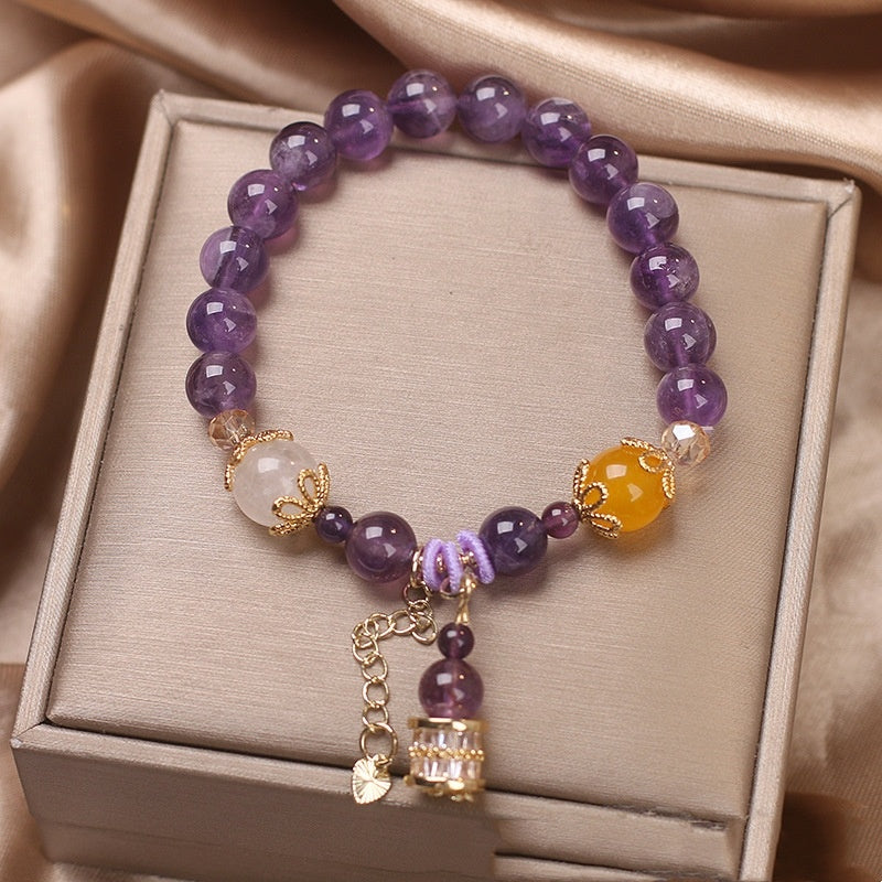 Lucky Beads Natural Amethyst Women Bracelet