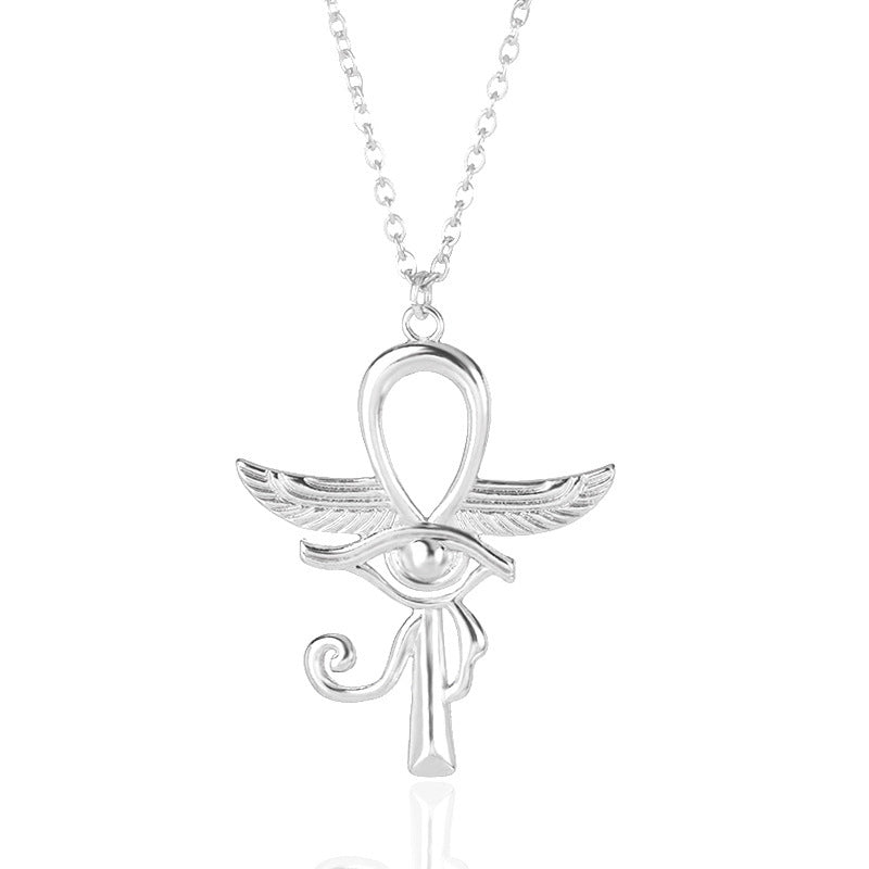 Angel Wings Cross Eye Of Horus Necklace