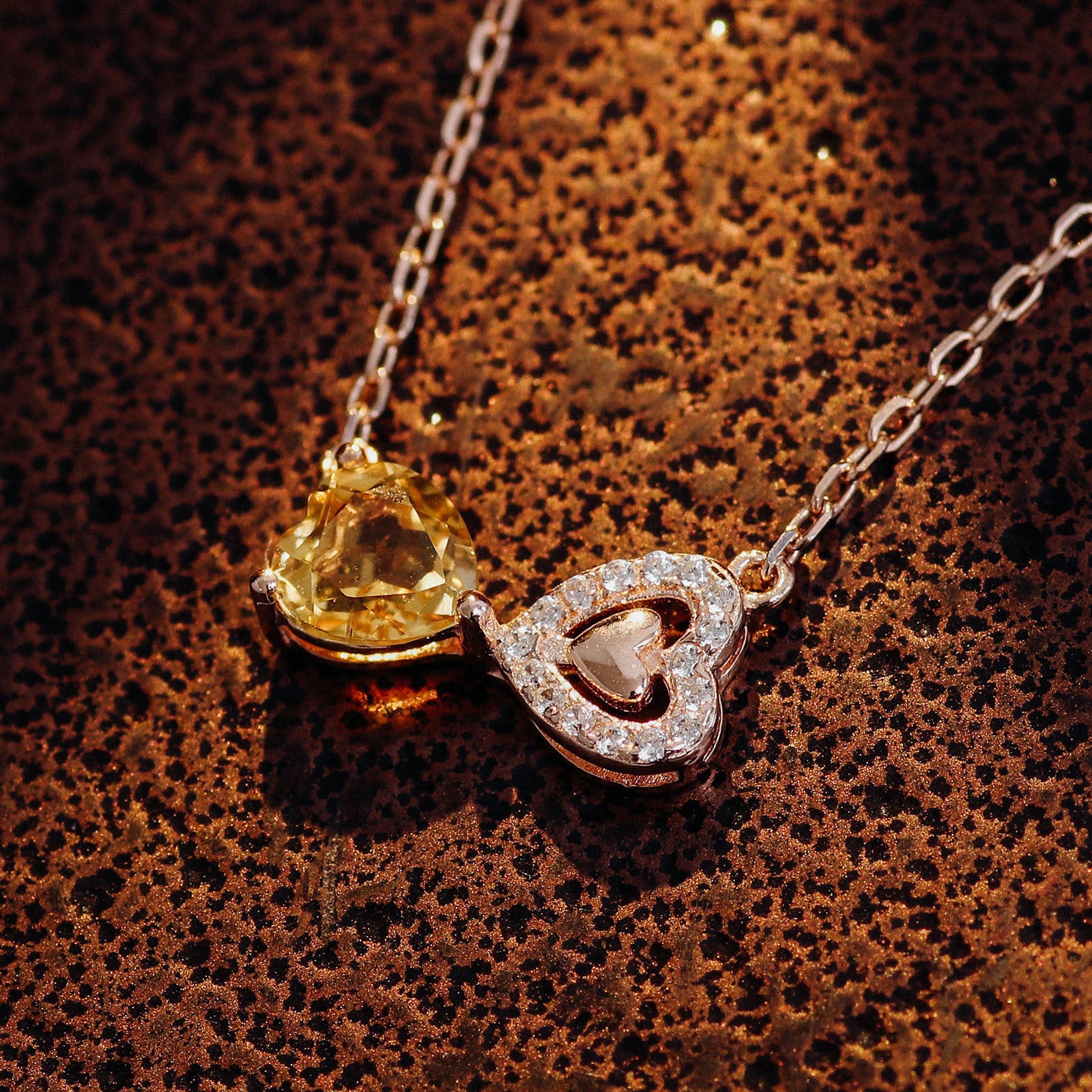 Rose Gold Natural Citrine Necklace