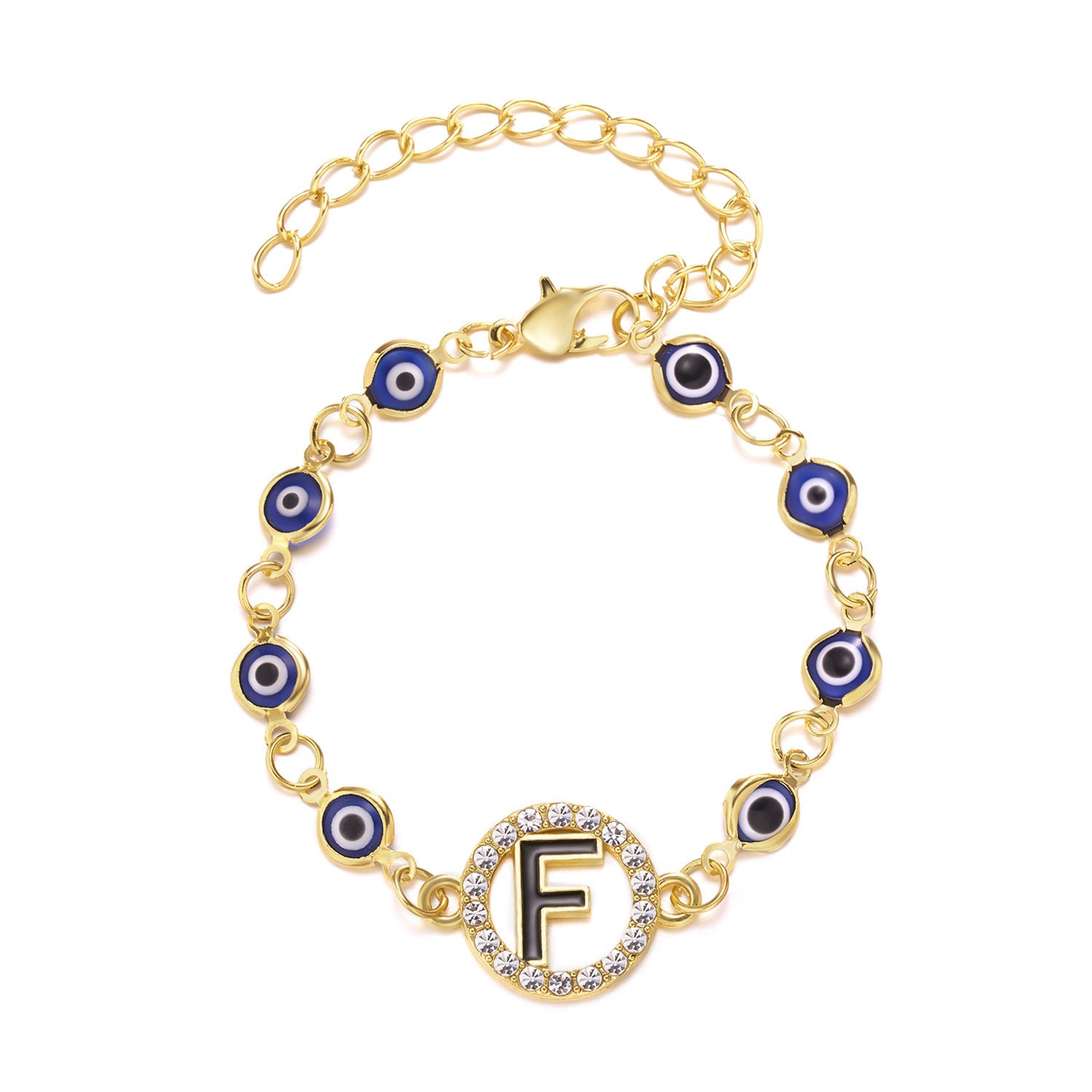 Evil Eye alphabet Signature Adjustable Bracelet