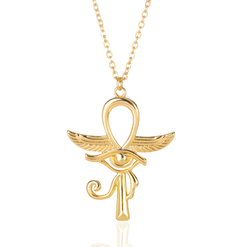 Angel Wings Cross Eye Of Horus Necklace