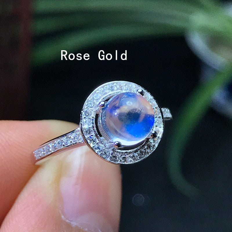 Natural Blue Moonstone Women Ring