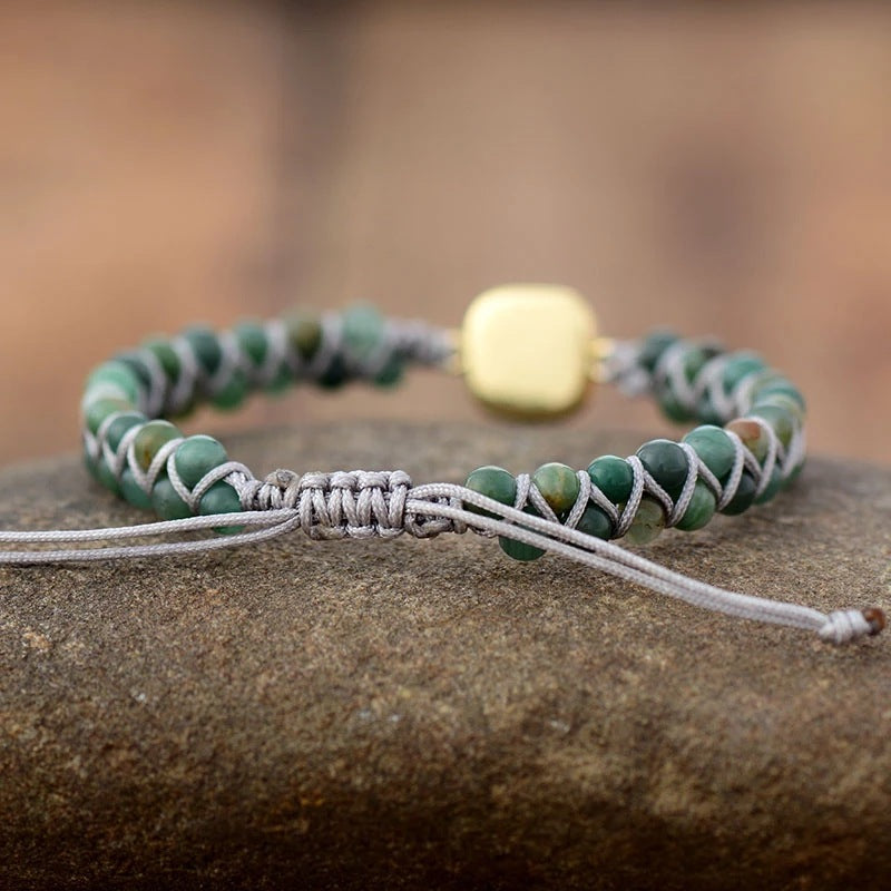 Double-layer Agate And Rhododendron Bracelet With Edging Double Hanging Adjustable Bracelet