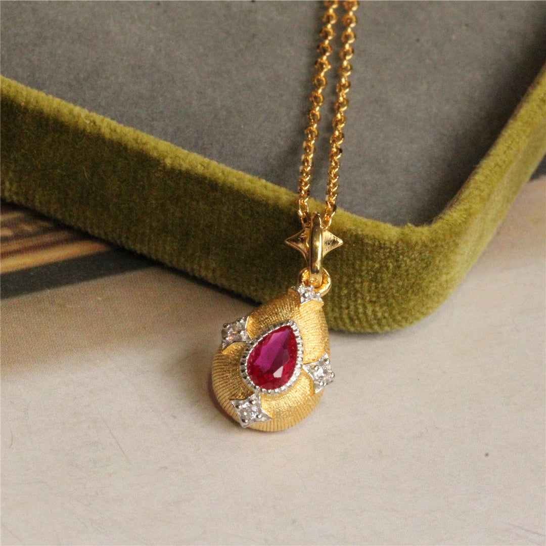 925 Silver Gold Plated Topaz Pendant Amethyst Necklace