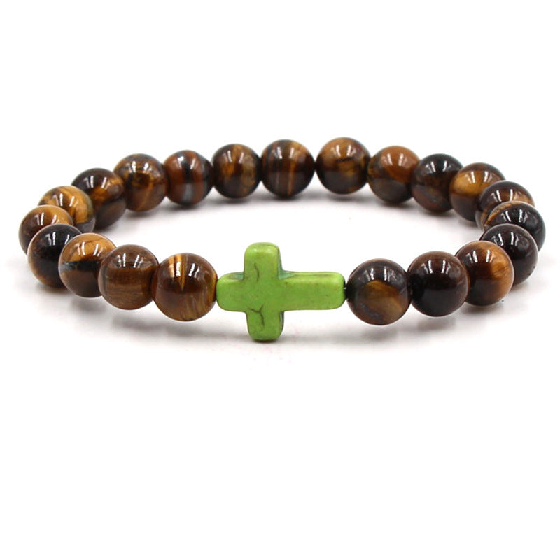 Nine-color Turquoise Cross Tigereye Bracelet Buddha Beads Bracelet