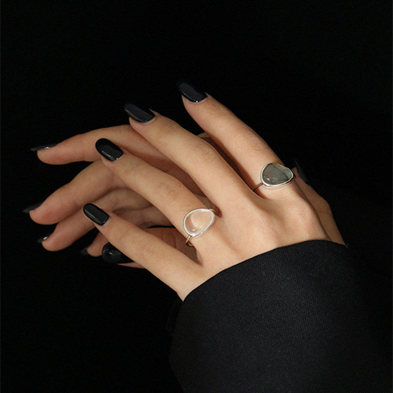 Women's Fashion Style Versatile Inlaid Moonstone Ring