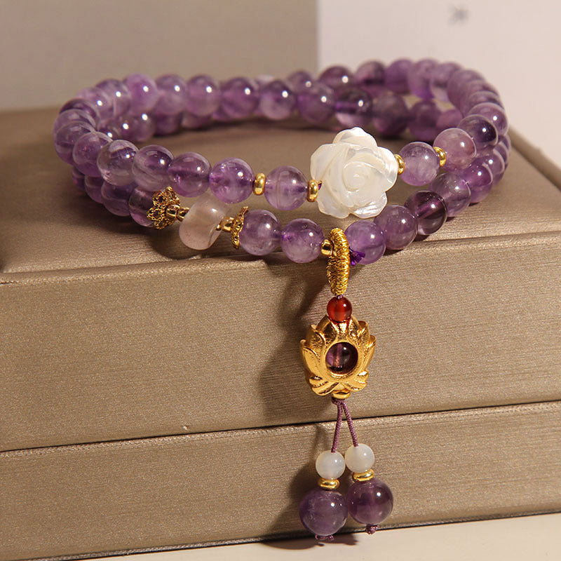 Natural Amethyst Lotus Multi-layer Bracelet Women