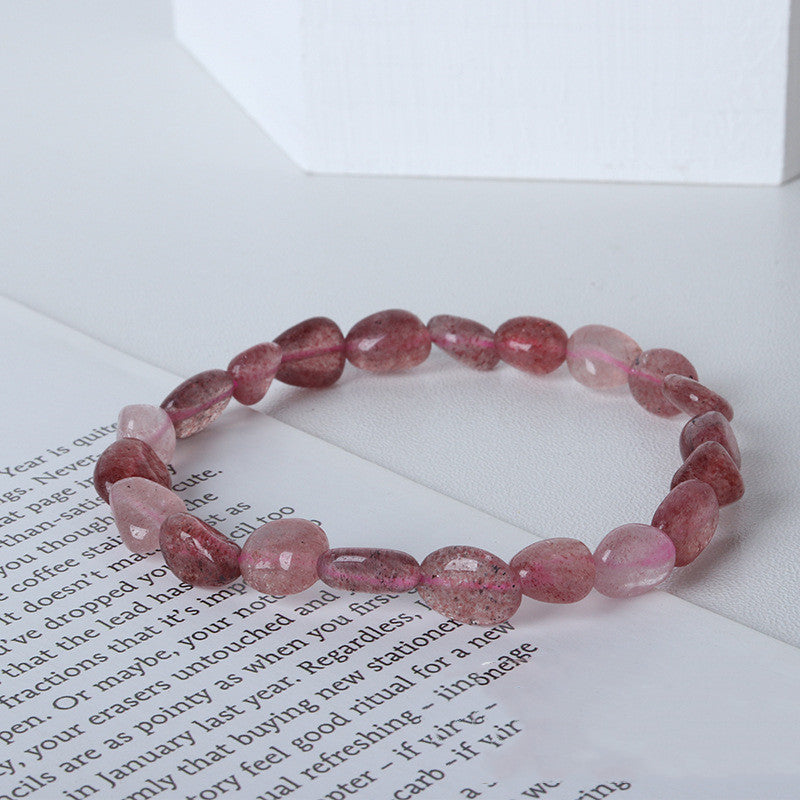 Natural Pink Amethyst With Shape Tiger's Eye Bracelet