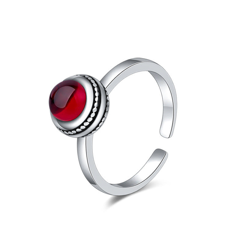 Red Agate Silver Plated Ring For Women