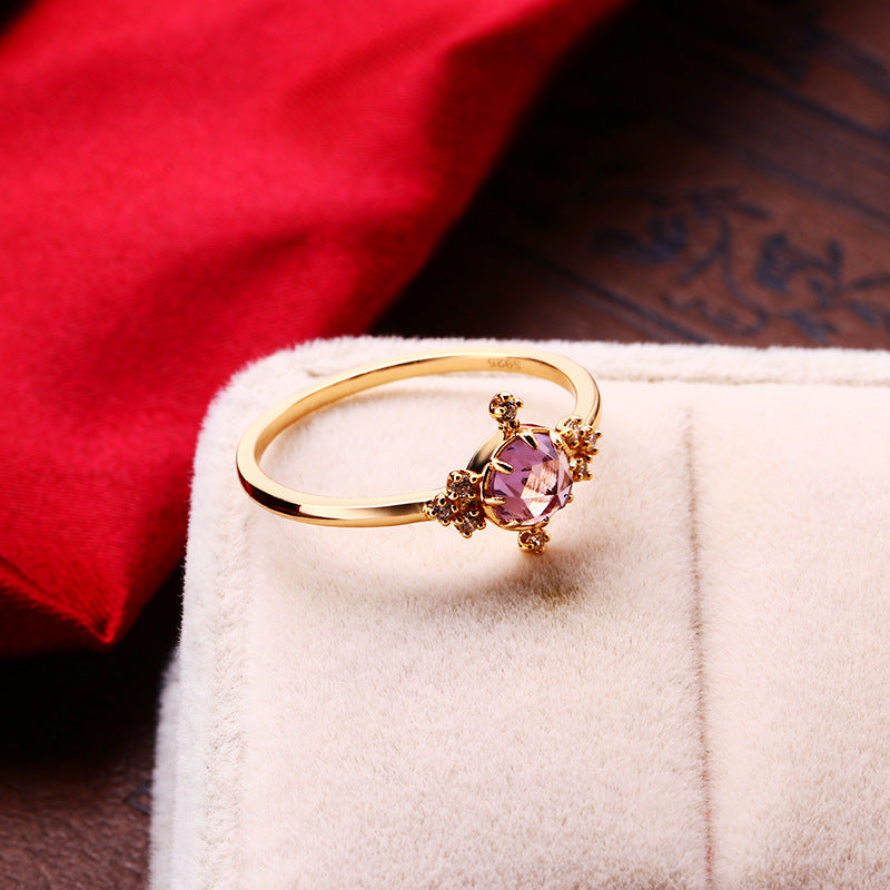 Temperament Natural Amethyst Women Ring