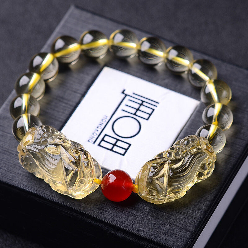 Natural Citrine Double Pixiu women men Bracelet