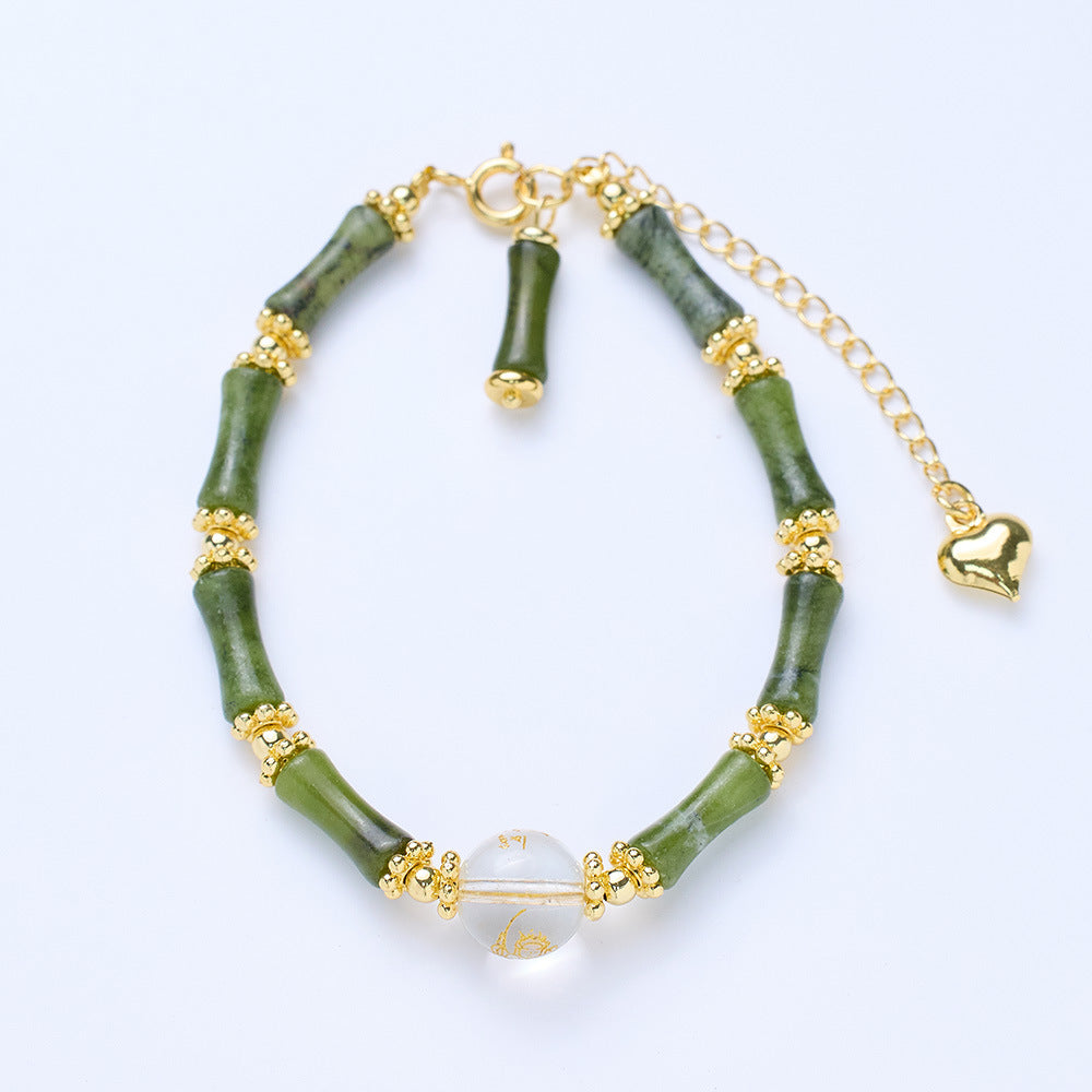 Agate Heart Sutra Crystal Bamboo Women Bracelet