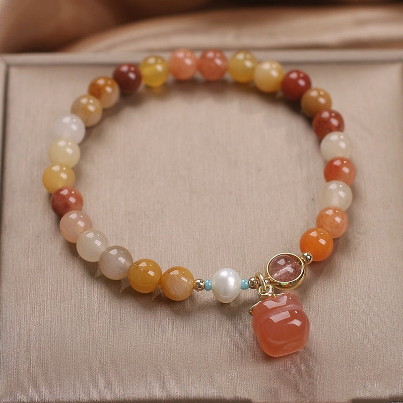 Natural Jinsi Jade Agate Persimmon Pendant Women Bracelet