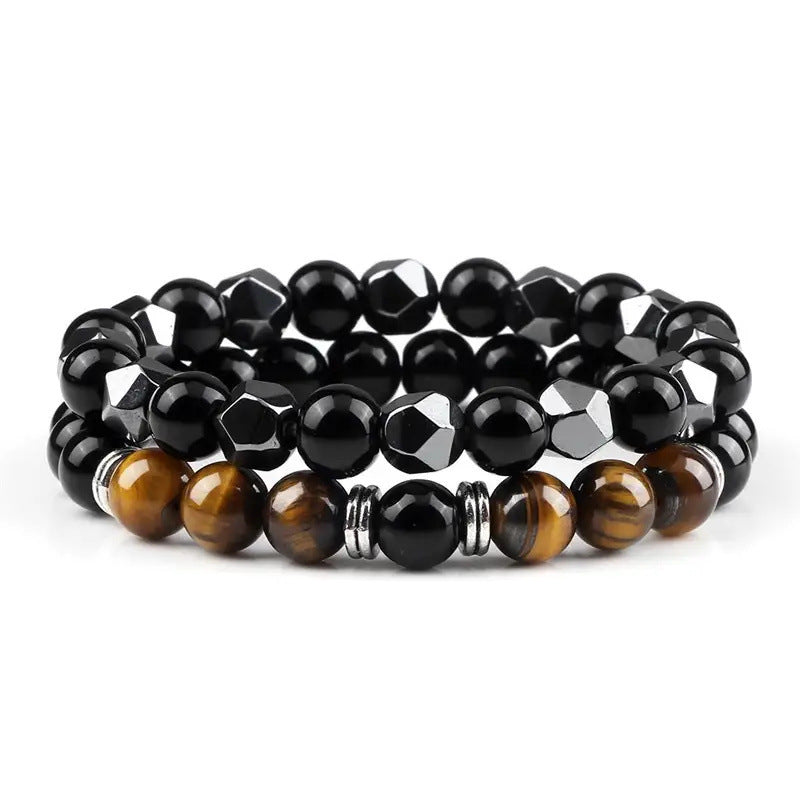 Natural Tigereye Head Bead Men Bracelet