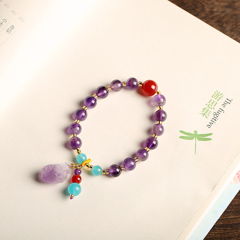 Natural Lavender Amethyst Original Stone Women Bracelet