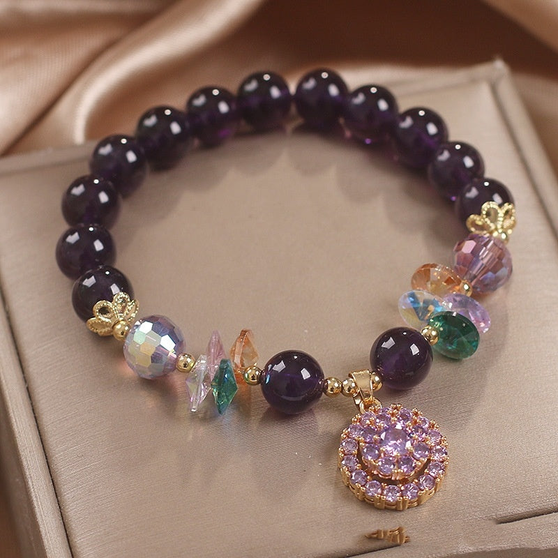 Natural Amethyst Women Bracelet Female Fashion Good Luck Comes