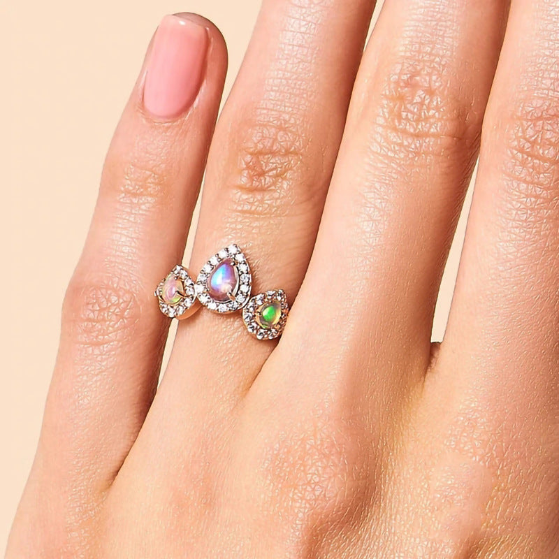 Moonstone Micro Diamond Rose Gold Women Ring