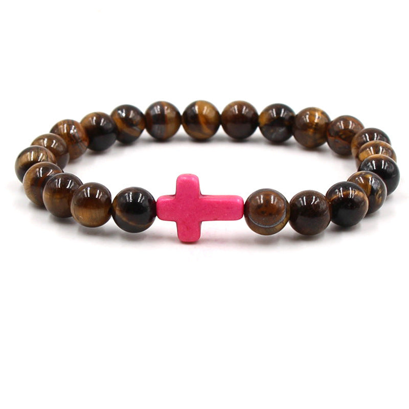 Nine-color Turquoise Cross Tigereye Bracelet Buddha Beads Bracelet