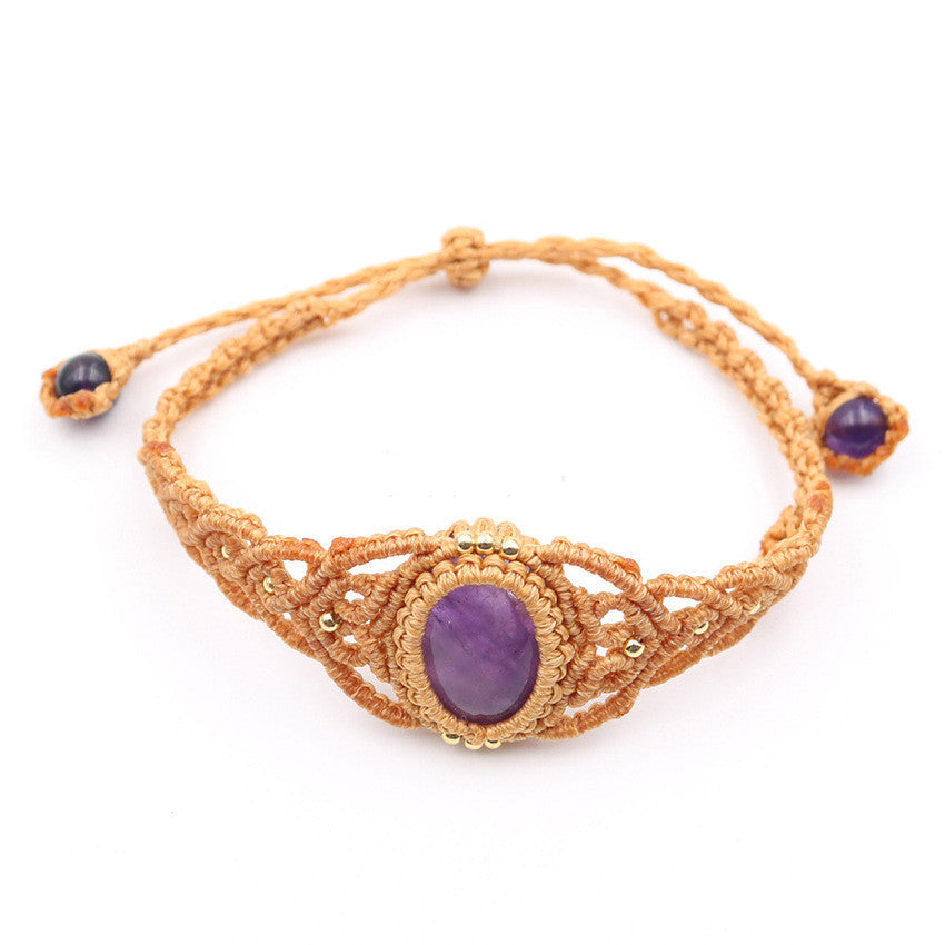 Vintage Natural Amethyst  Oval Bracelet Retro