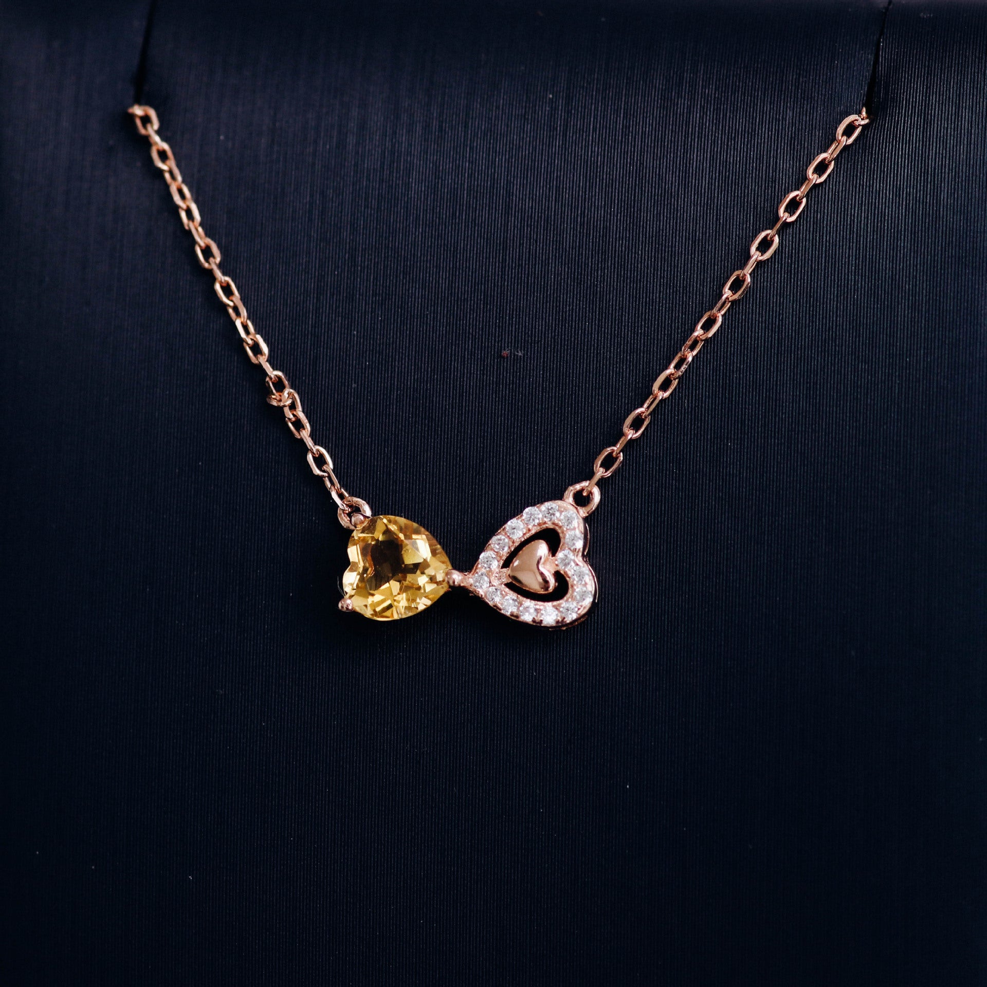 Rose Gold Natural Citrine Necklace