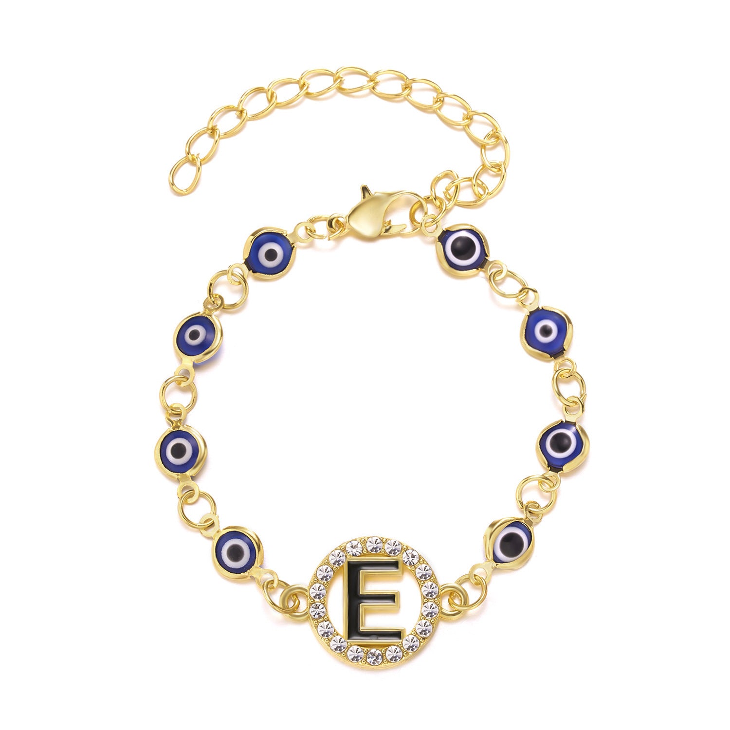 Evil Eye alphabet Signature Adjustable Bracelet