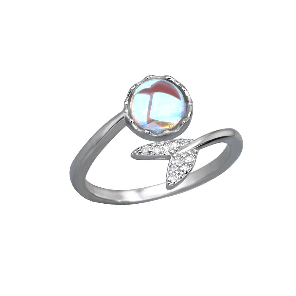 Fishtail Irregular Moonstone Advanced Design Adjustable Women Ring