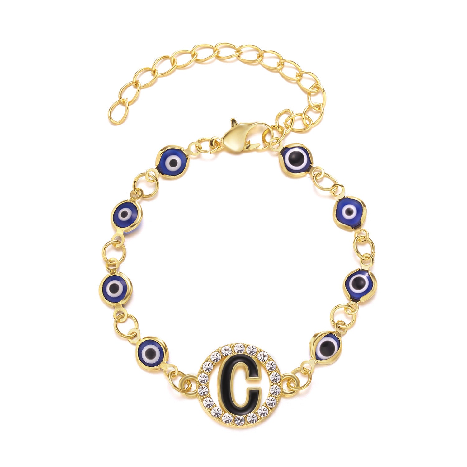 Evil Eye alphabet Signature Adjustable Bracelet