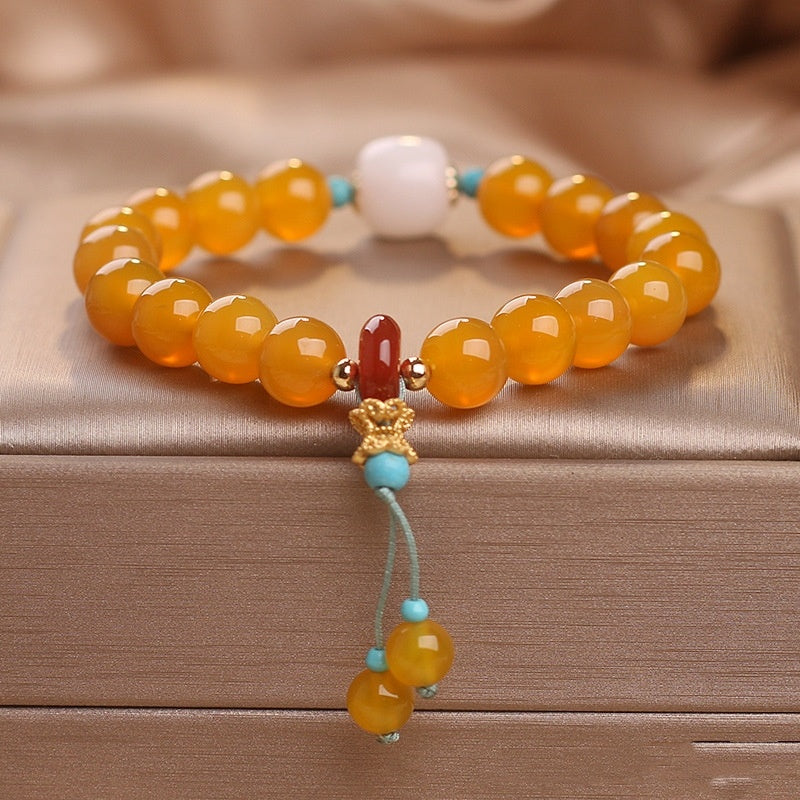 Ethnic Style Natural Citrine Agate Women Bracelet