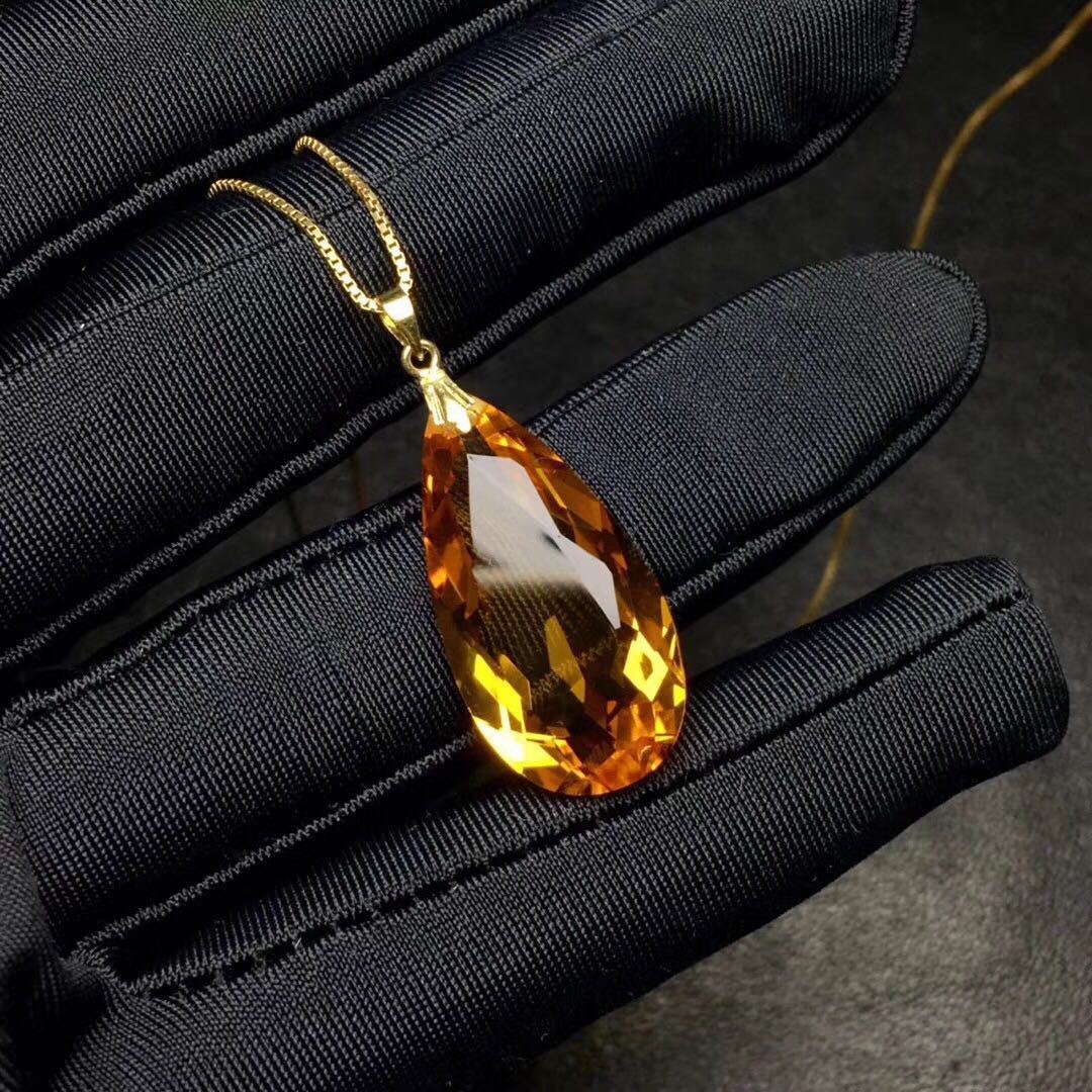 Fashion Drop Gold Inlaid Citrine Pendant