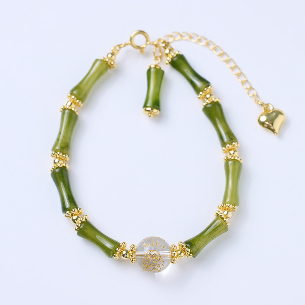 Agate Heart Sutra Crystal Bamboo Women Bracelet