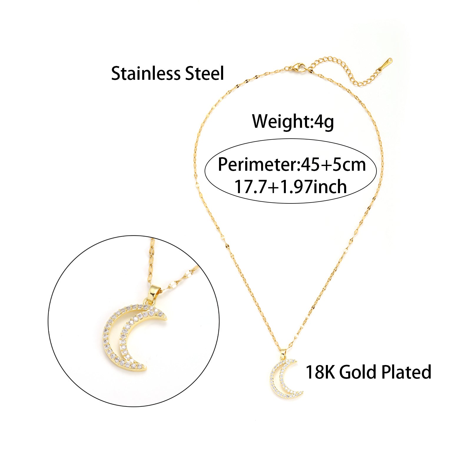 Cross Border Jewelry From Europe And America, Full Diamond Moon Necklace, Fashionable And Versatile, Niche Design, Crescent Diamond Collarbone Chain Jewelry