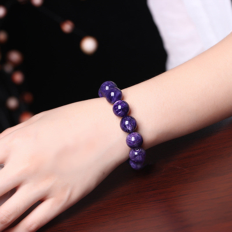 Natural Charoite Amethyst Dragon Crystal Couple Women Men Bracelet