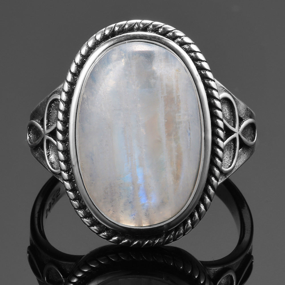 Court Style Moonstone Niche Mid-ancient Vintage Women Ring