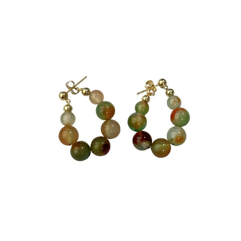 Peacock Agate Jade Beaded Women Earrings