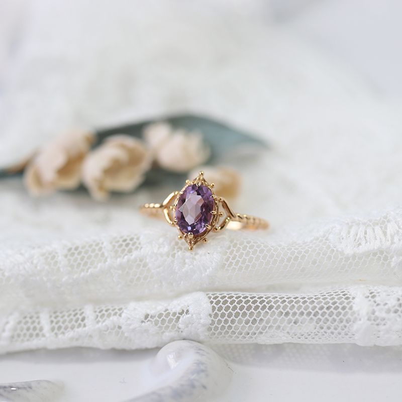 Silver Crown Amethyst Lace Women Ring