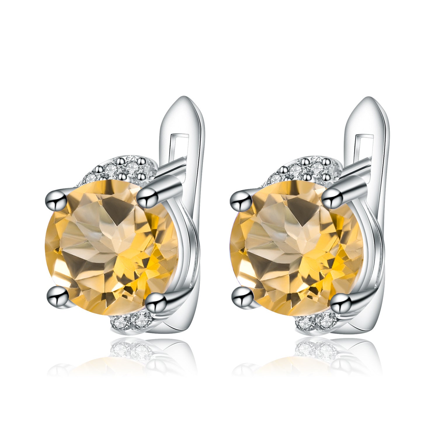 Natural Citrine Stud women Earrings Fashion