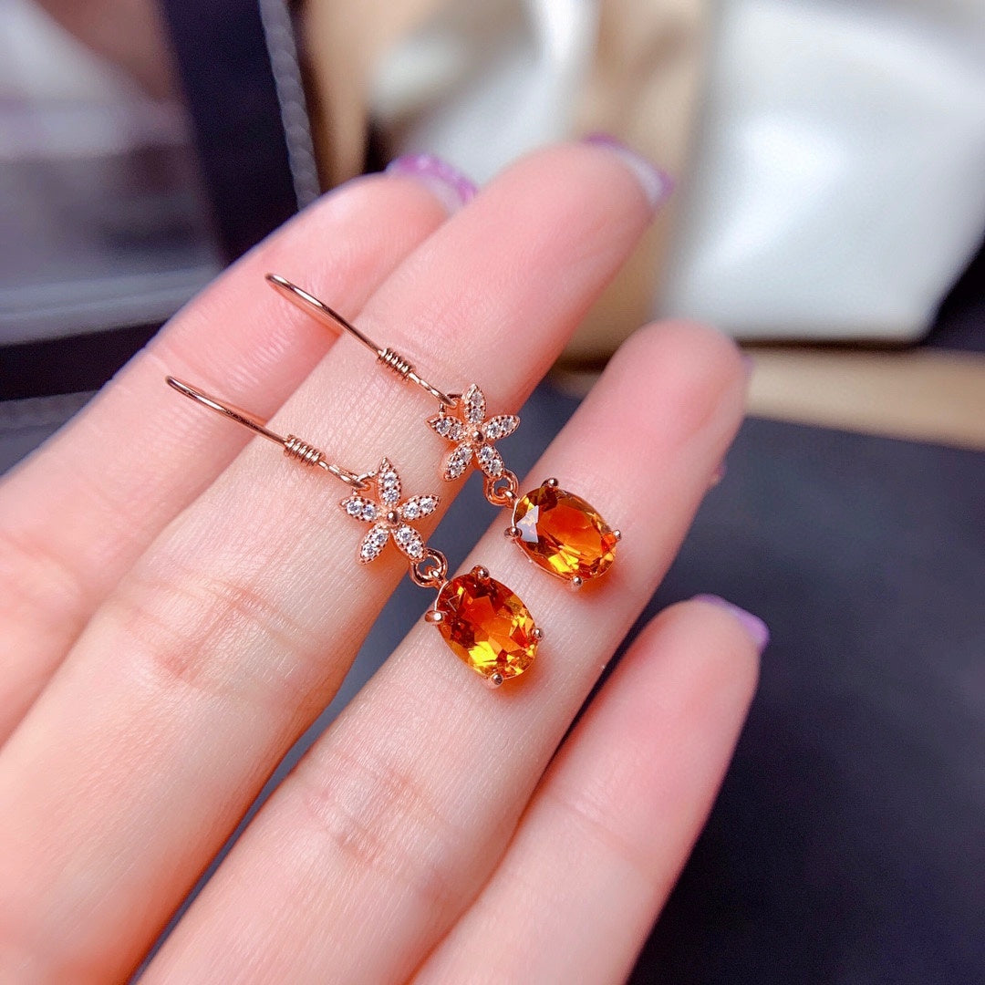 New Natural Citrine Earrings With Clean Crystals And Good Color