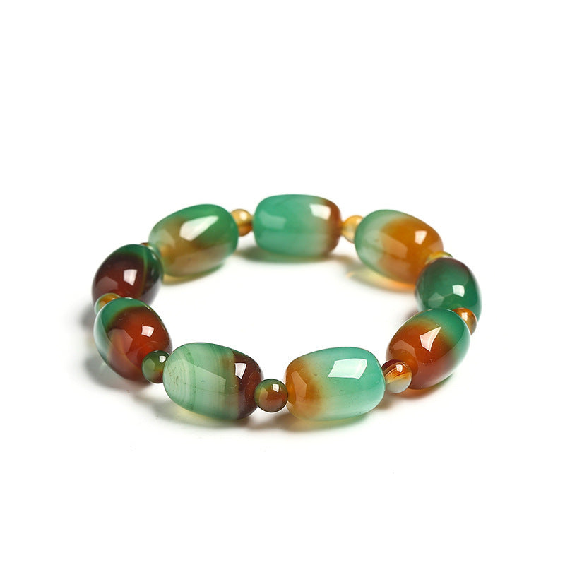 Simple Style Couple Passepartout Peacock Agate Bracelet